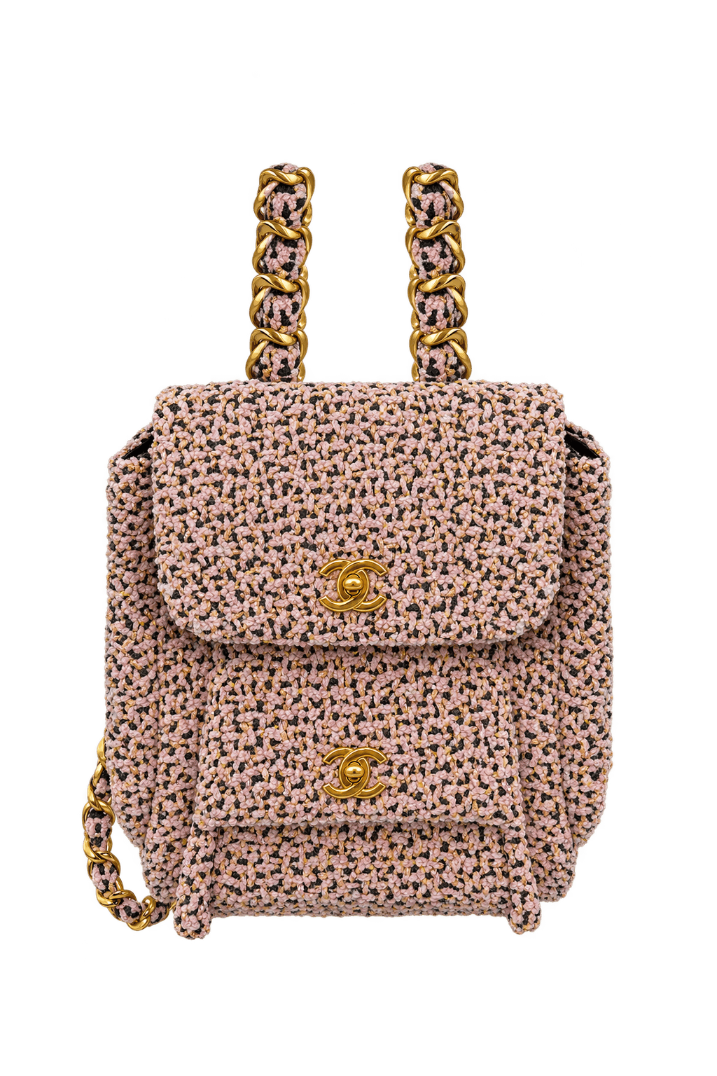 1990s Mauve Pink Bouclé Tweed Shoulder Bag - Front View