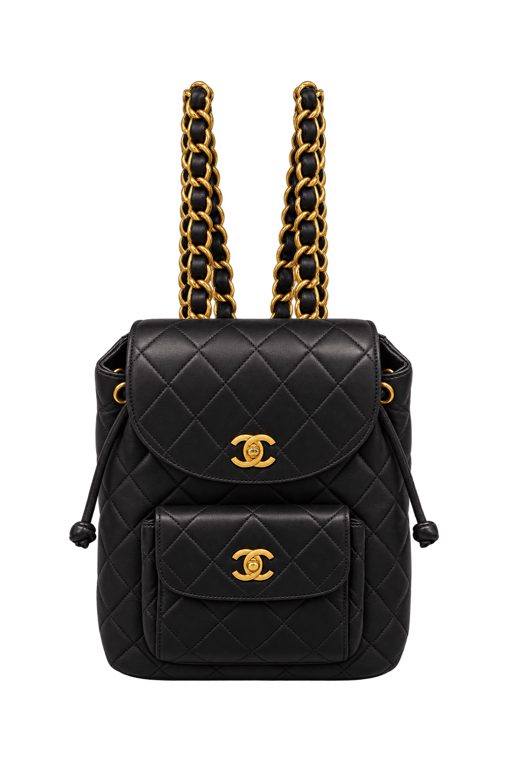 1990s Black Leather Backpack - Front View