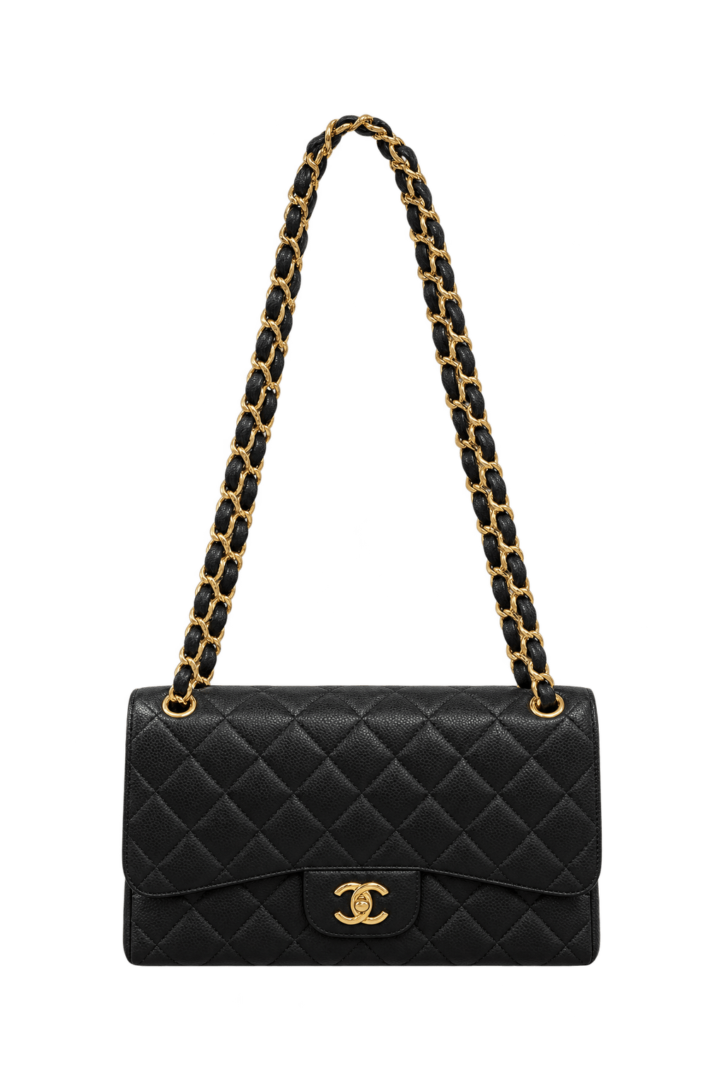 1990s Black Leather Shoulder Bag - Front View
