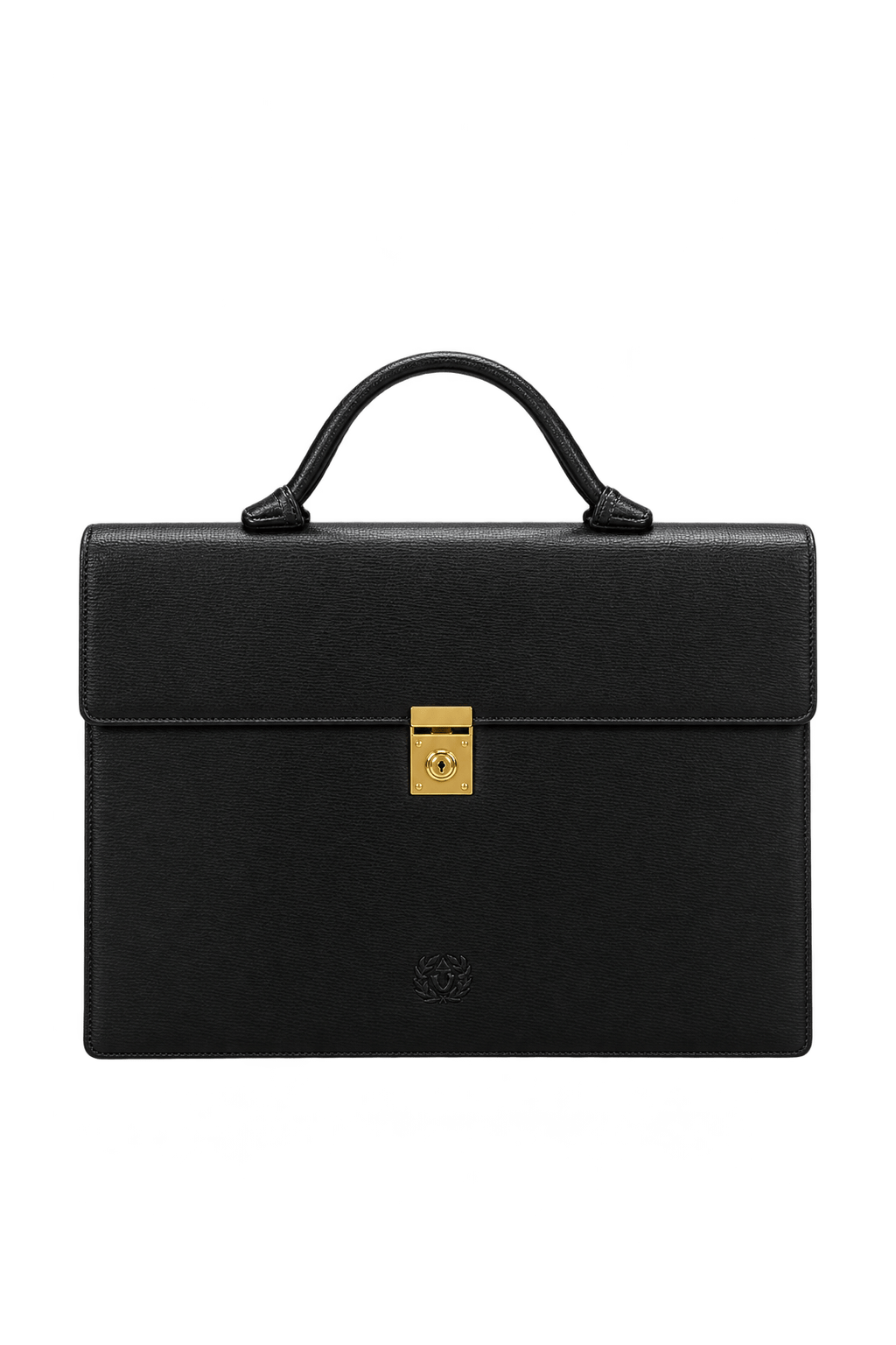 1980s Very Dark Brown Leather Briefcase - Front View