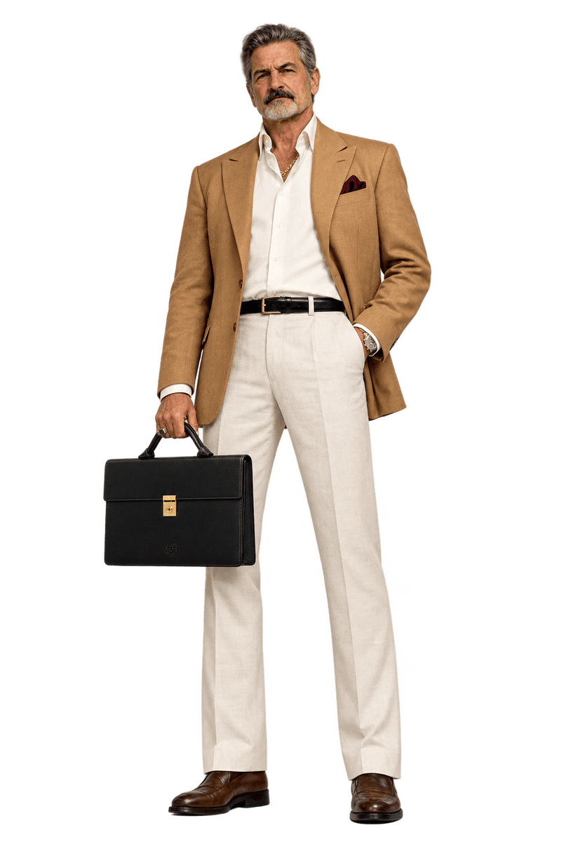 1980s Very Dark Brown Leather Briefcase - Model