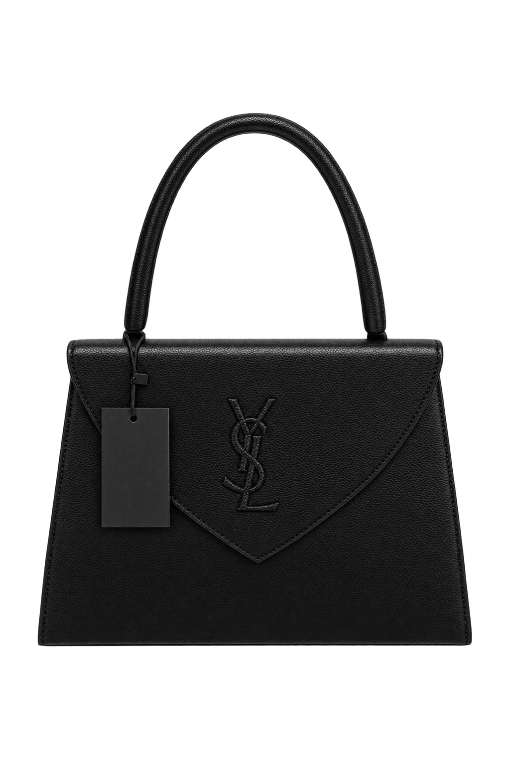 1980s Black Leather Handbag - Front View