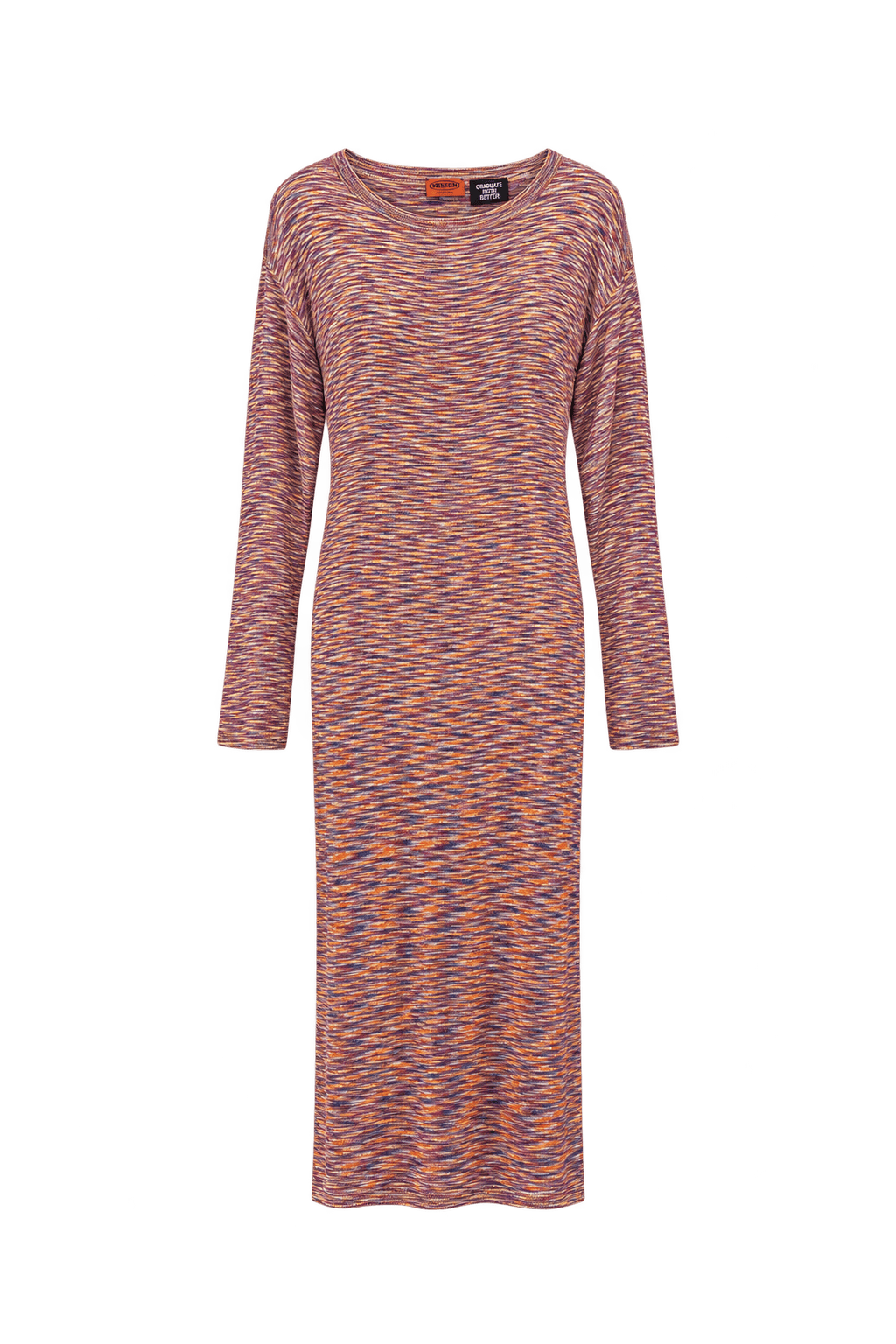 1990s Rust Orange Knit Midi Dress - Front View