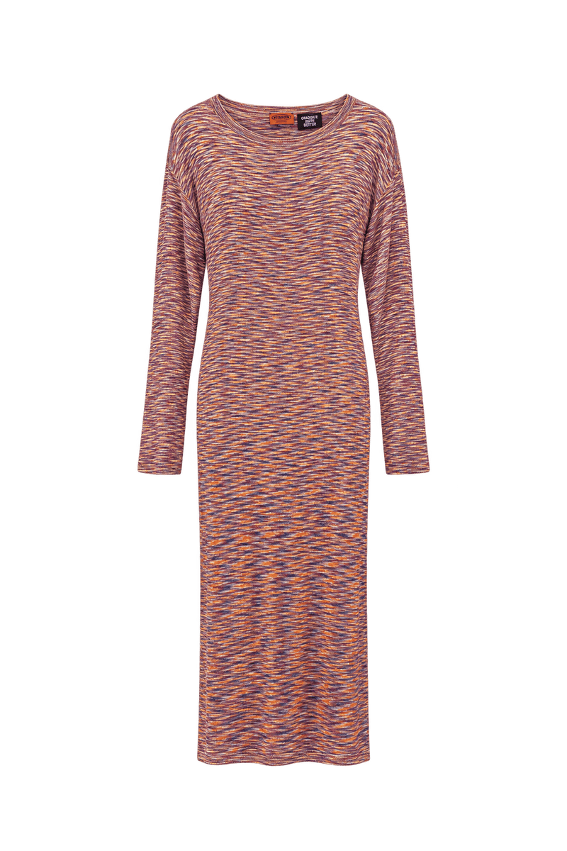 1990s Rust Orange Knit Midi Dress - Front View