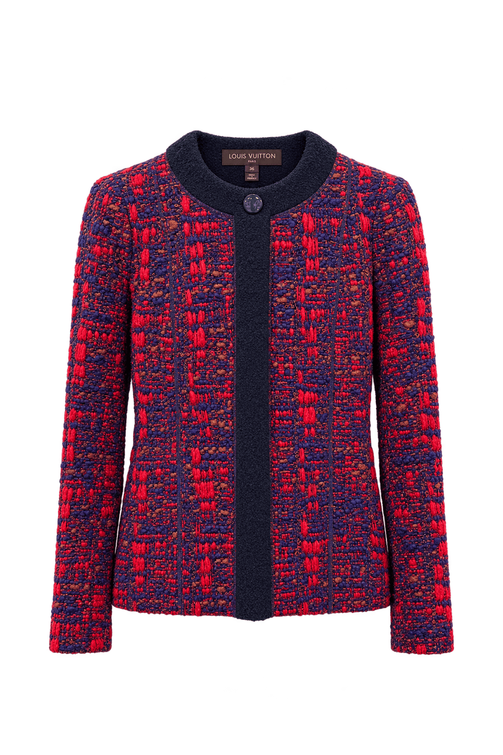 1990s Deep Navy Purple Bouclé Jacket - Front View