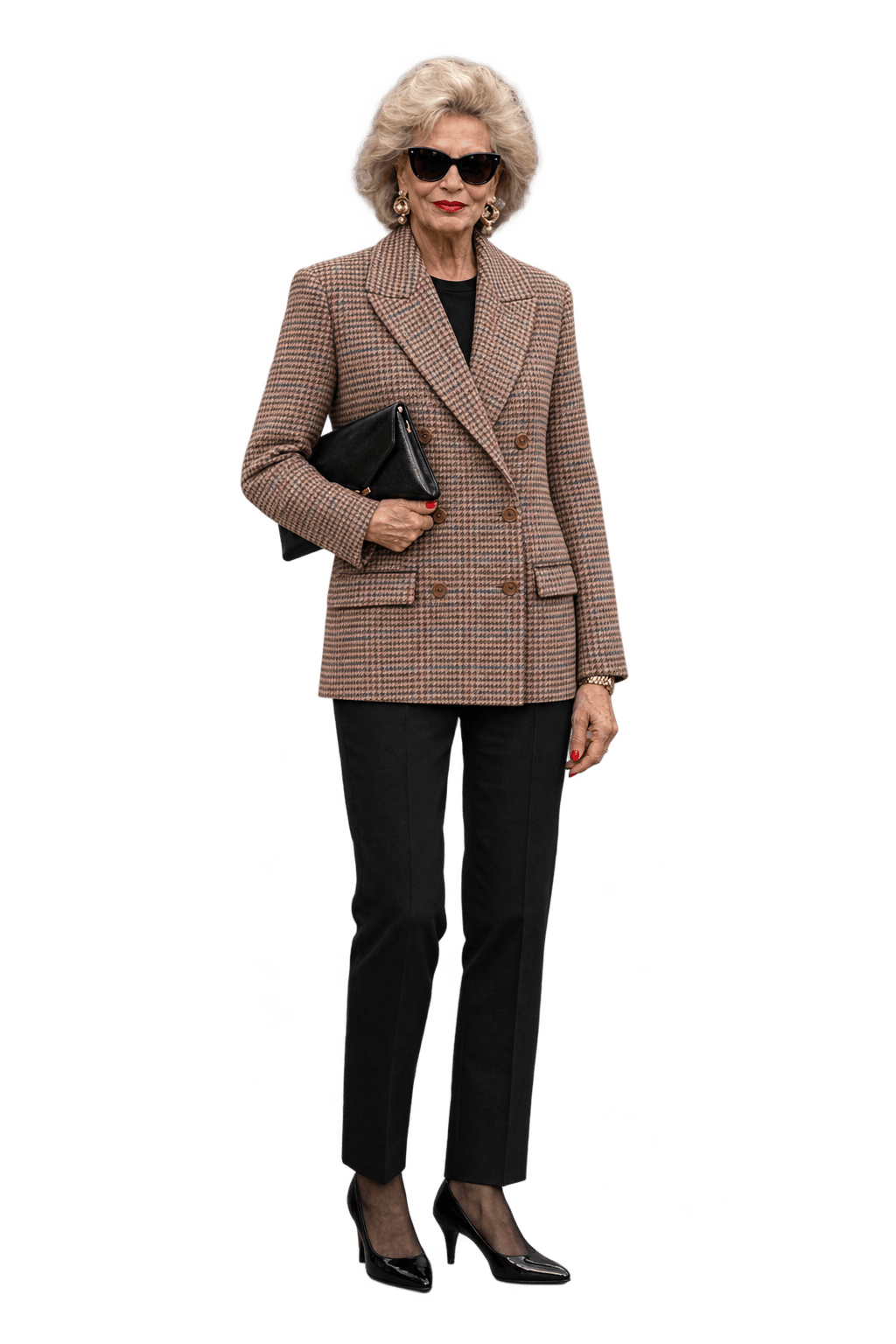1980s Tan and Dark Brown Wool Blazer - Model
