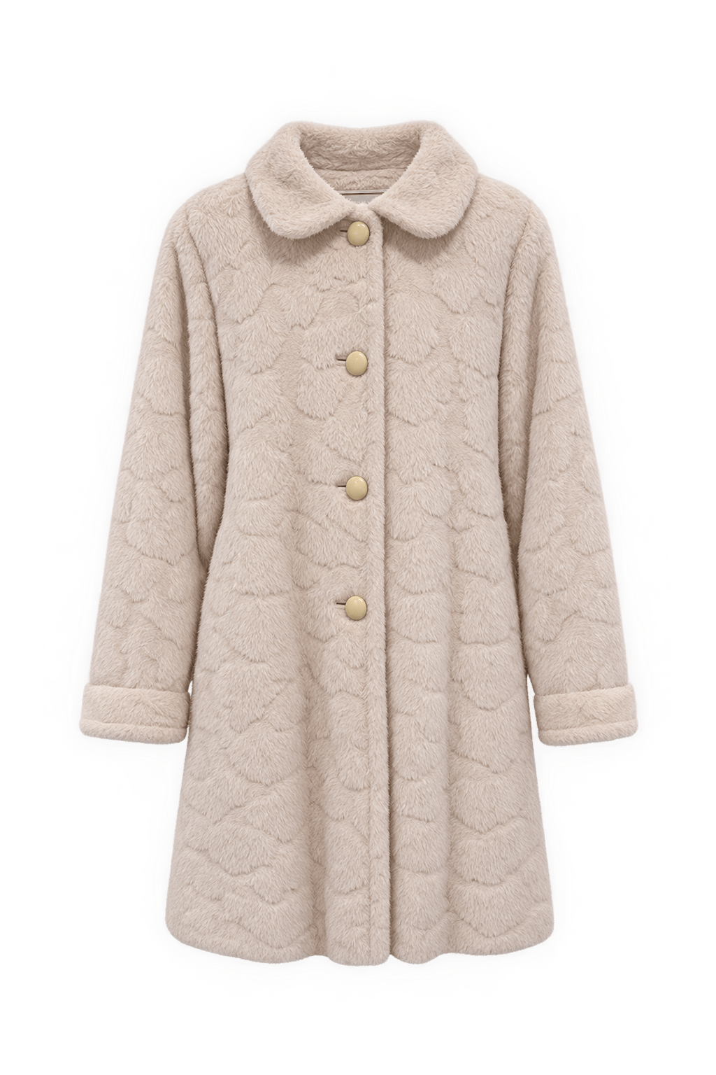 1970s Pale Blush Faux Fur Coat - Front View