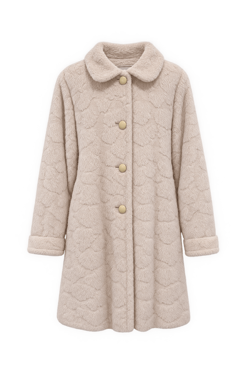 1970s Pale Blush Faux Fur Coat - Front View