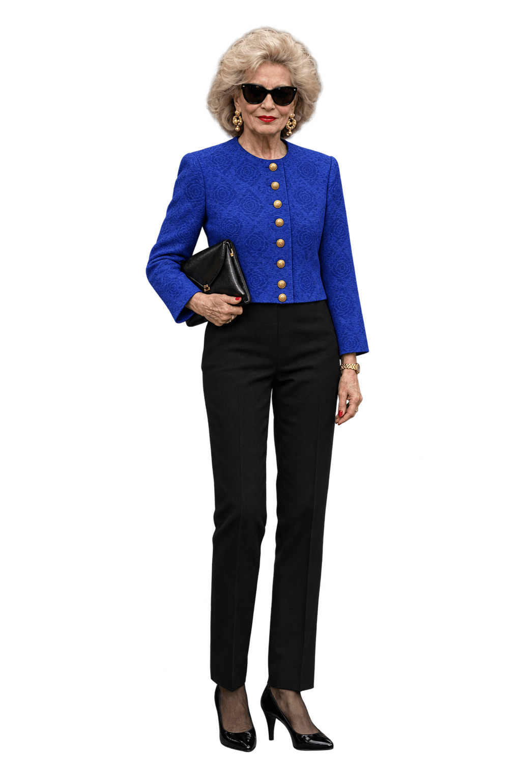 1980s Vivid Violet Jacquard Blazer - Model