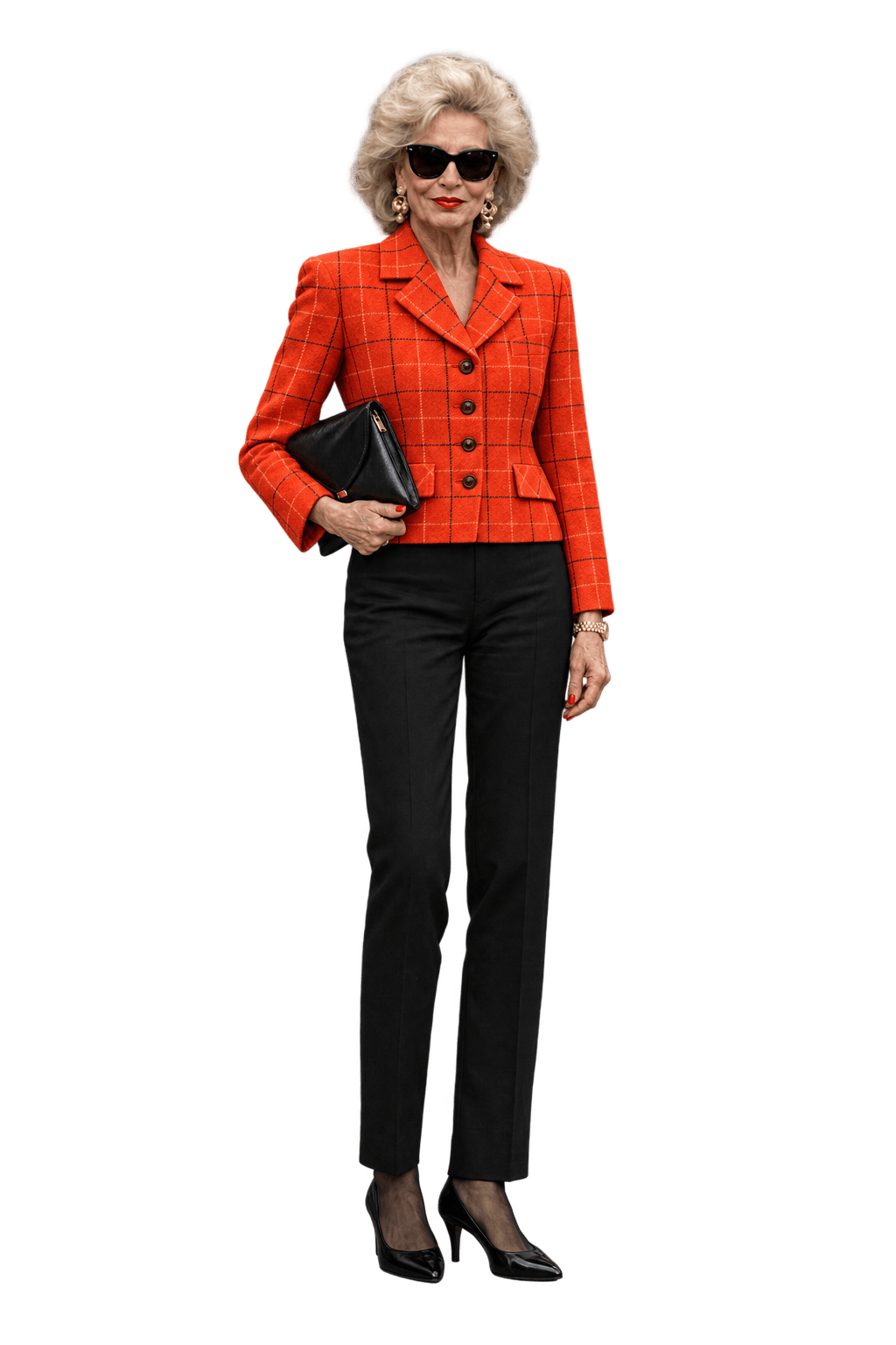 1980s Bright Burnt Orange Wool Blazer - Model
