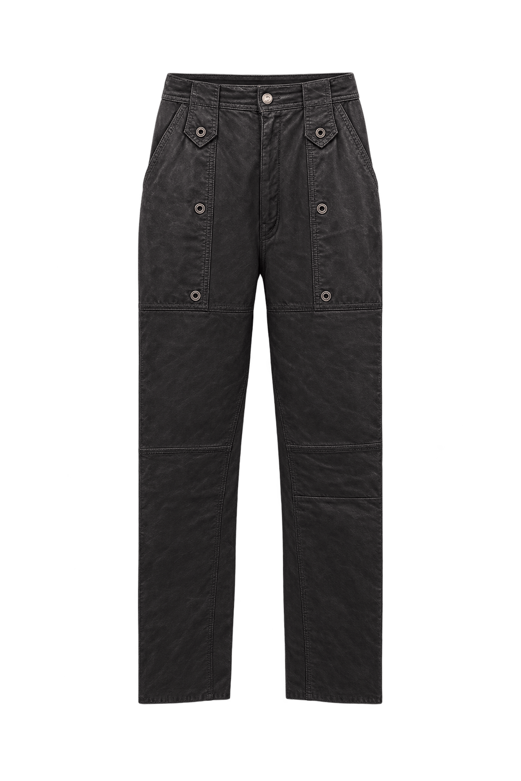 1990s Black Leather Pants - Front View