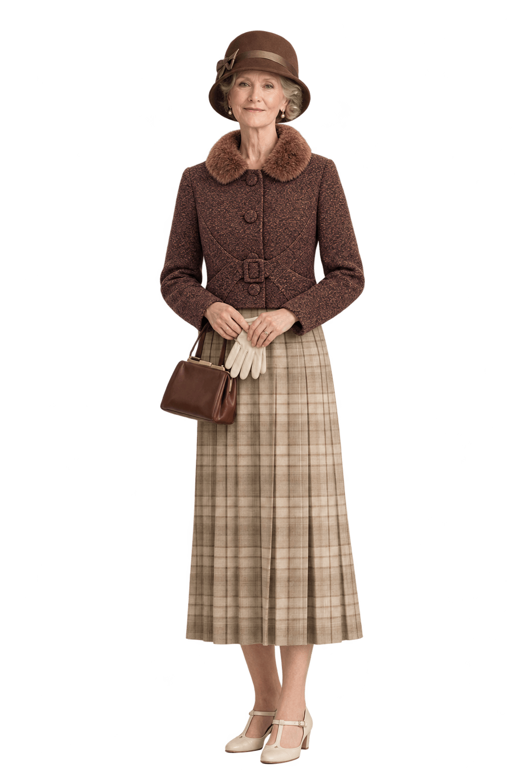 1930s Dark Reddish Brown Textured Jacket - Model