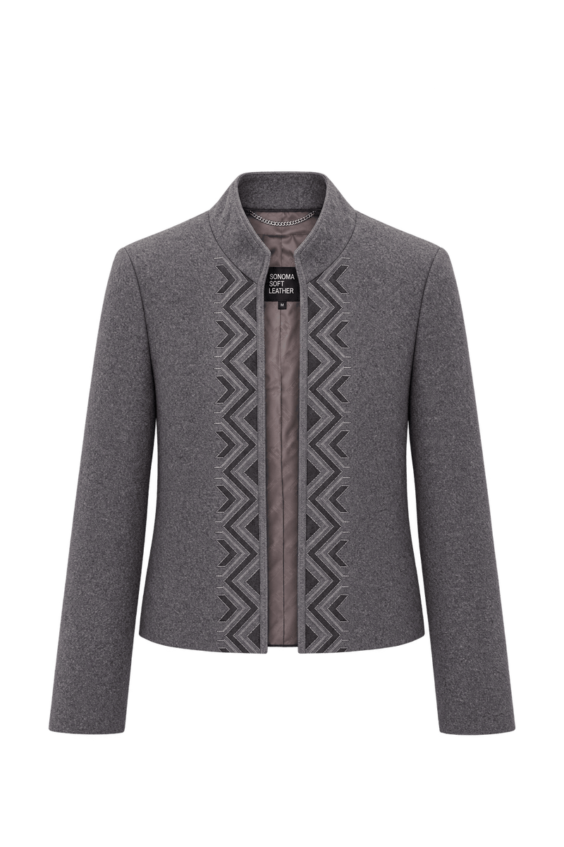 1980s Heathered Taupe Gray Wool Jacket - Front View