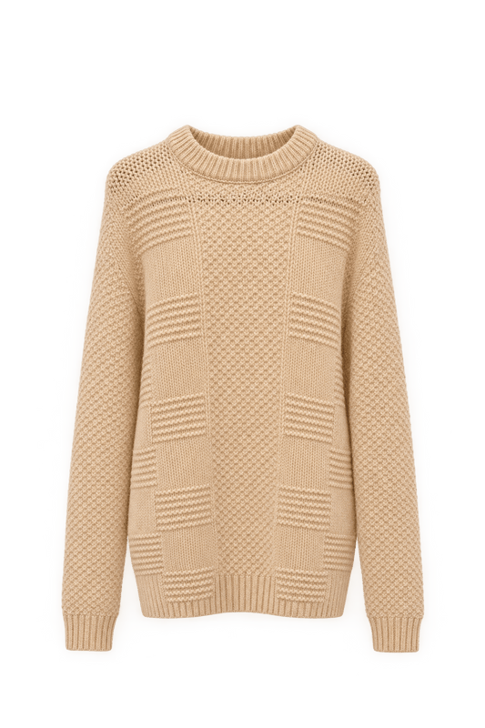 1970s Warm Cream Knit Sweater - Front View