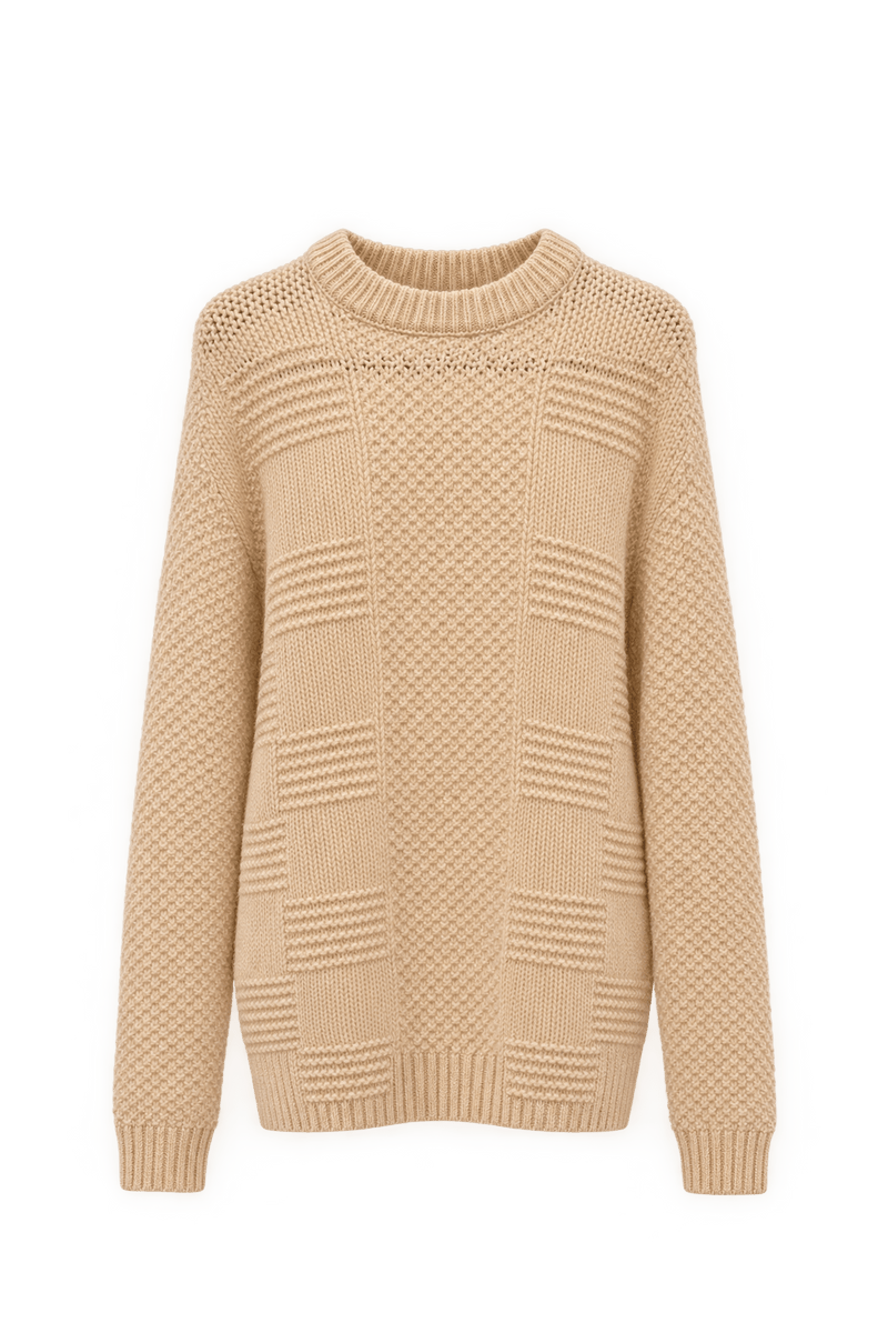 1970s Warm Cream Knit Sweater - Front View