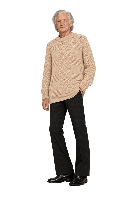 1970s Warm Cream Knit Sweater - Model