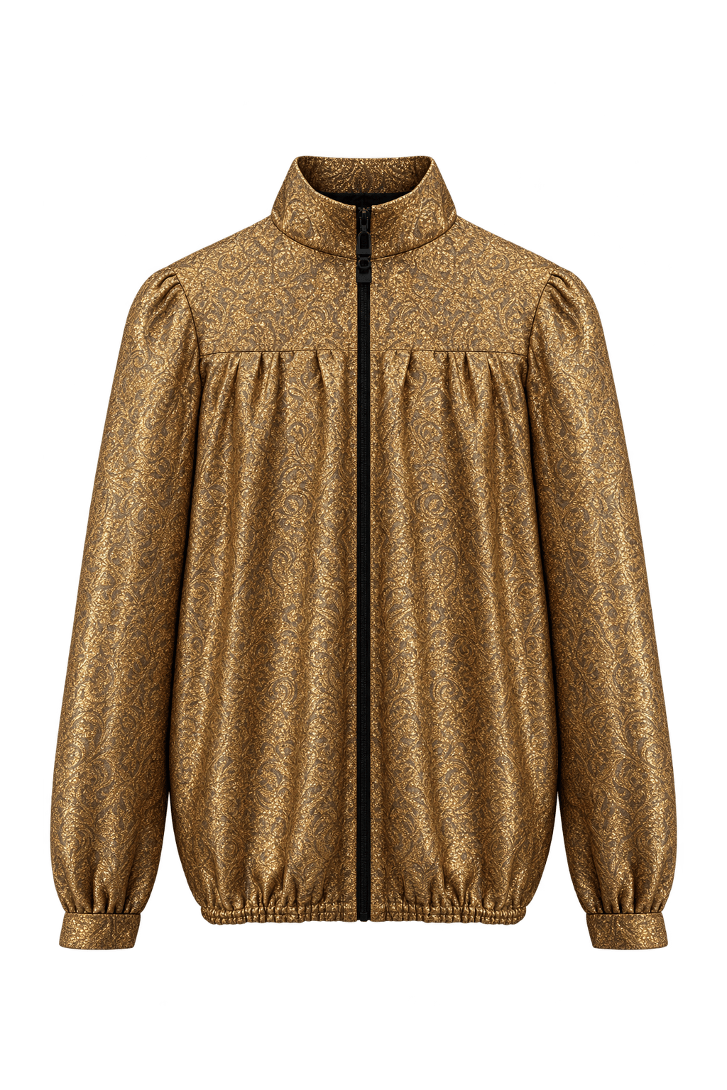 1990s Antique Gold Metallic Brocade Jacket - Front View