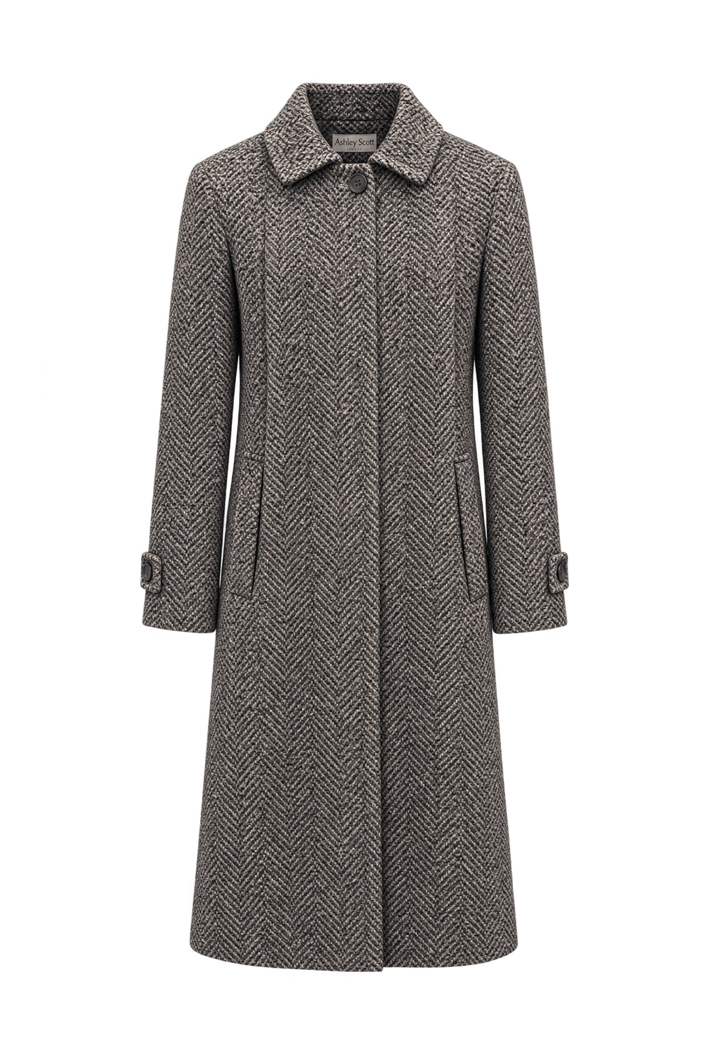 1960s Mottled Taupe Brown Wool Blend Coat - Front View
