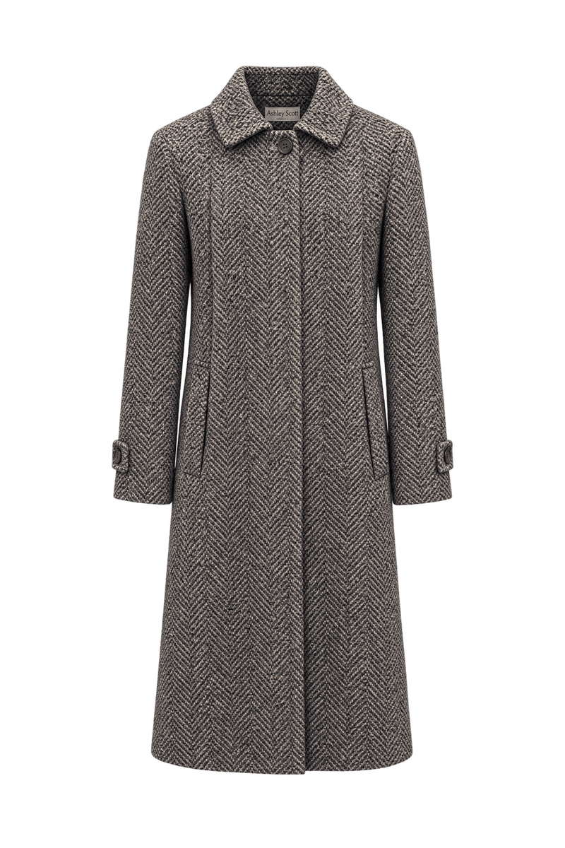 1960s Mottled Taupe Brown Wool Blend Coat - Front View