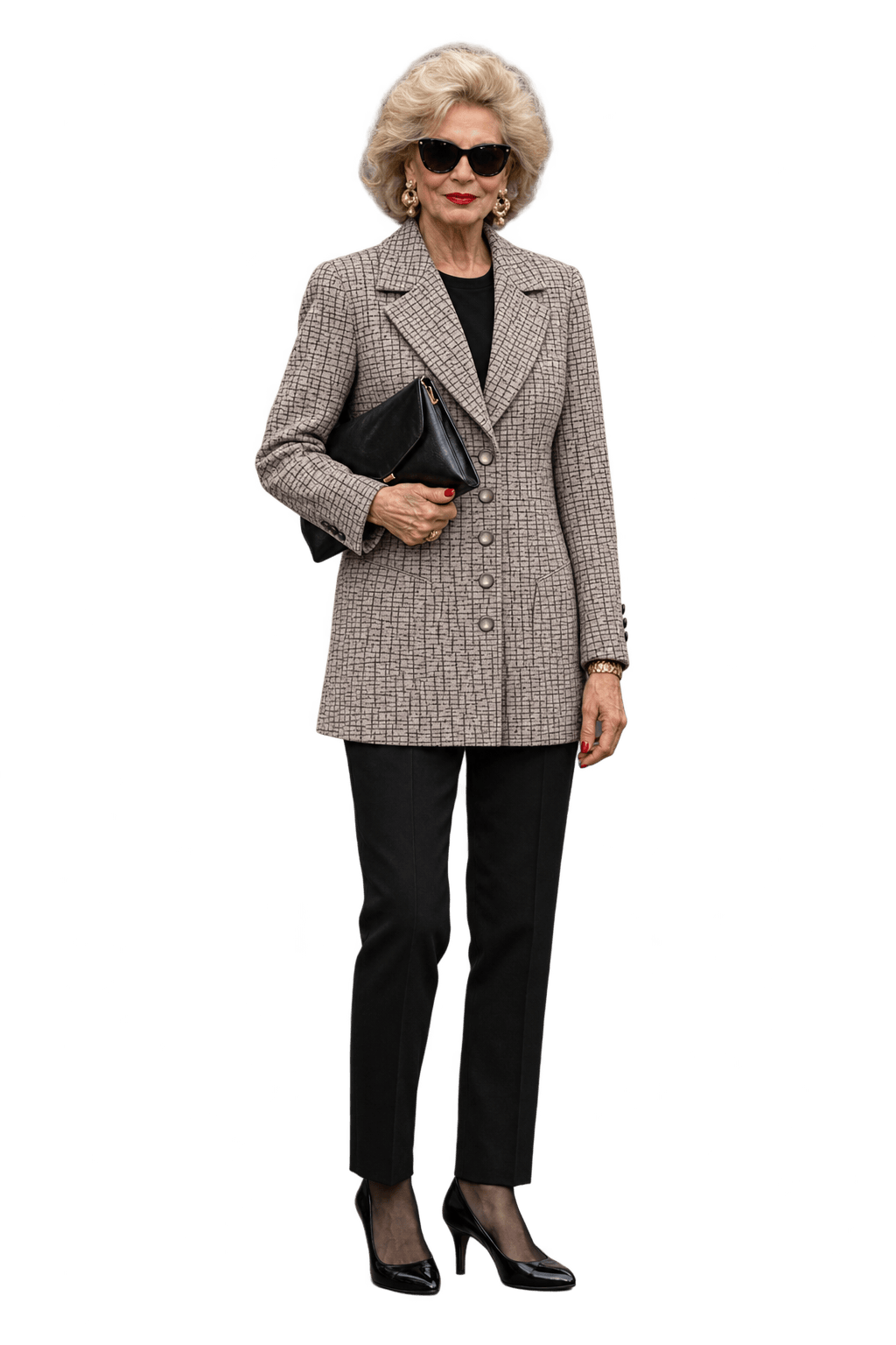 1980s Warm Taupe Woven Blazer - Model