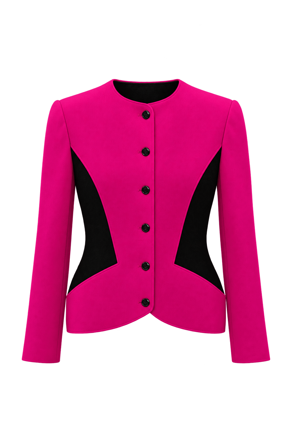 1980s Hot Fuchsia Pink Structured Jacket - Front View