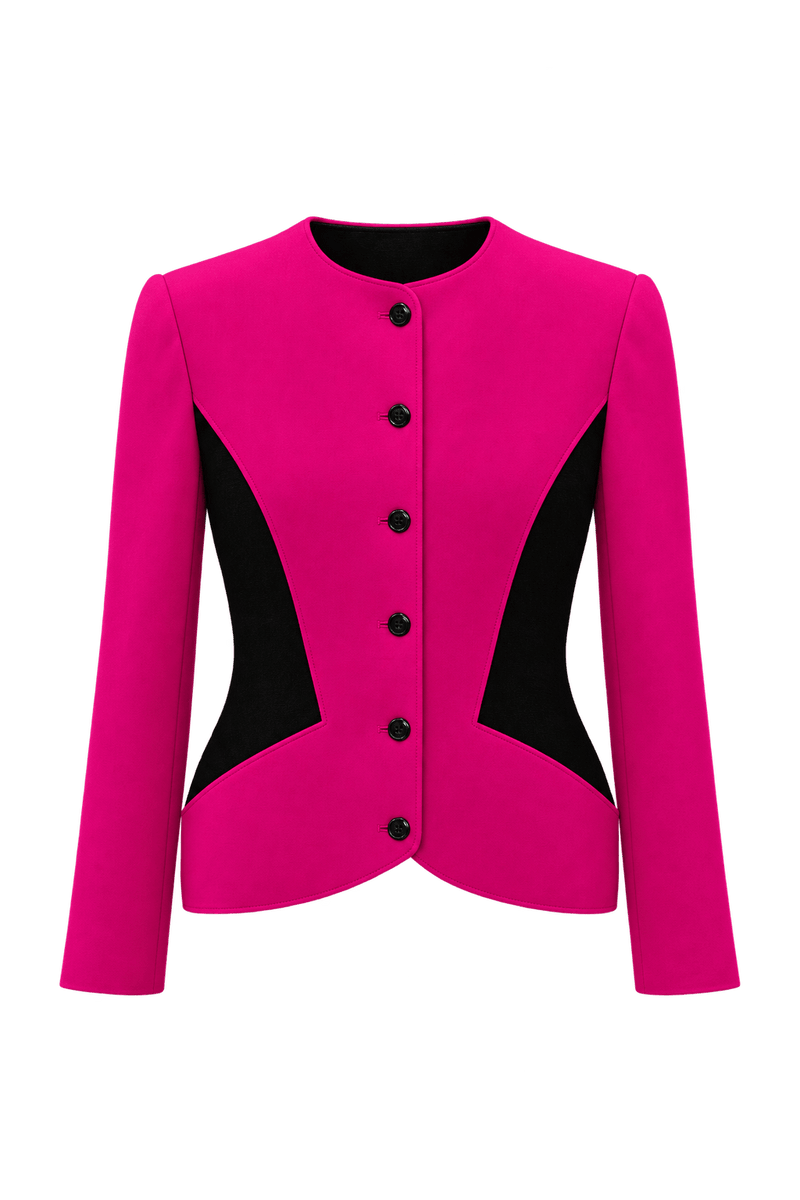 1980s Hot Fuchsia Pink Structured Jacket - Front View