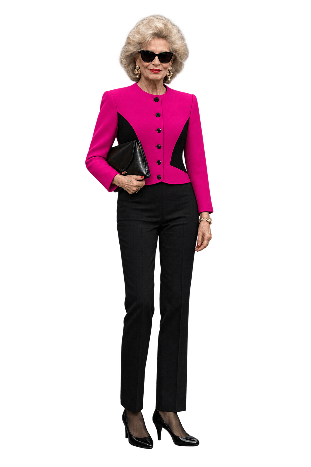 1980s Hot Fuchsia Pink Structured Jacket - Model