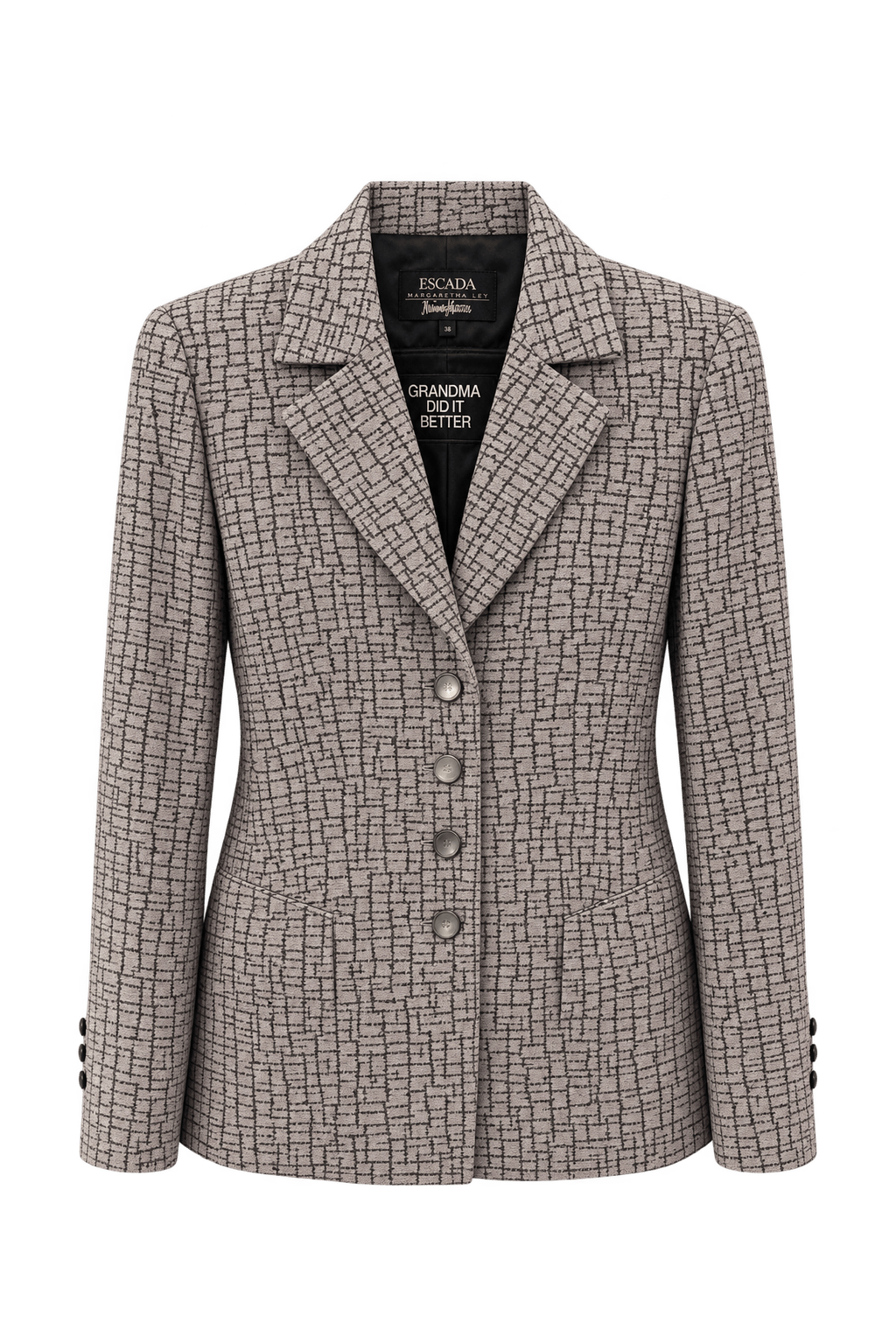 1980s Warm Taupe Woven Blazer - Front View