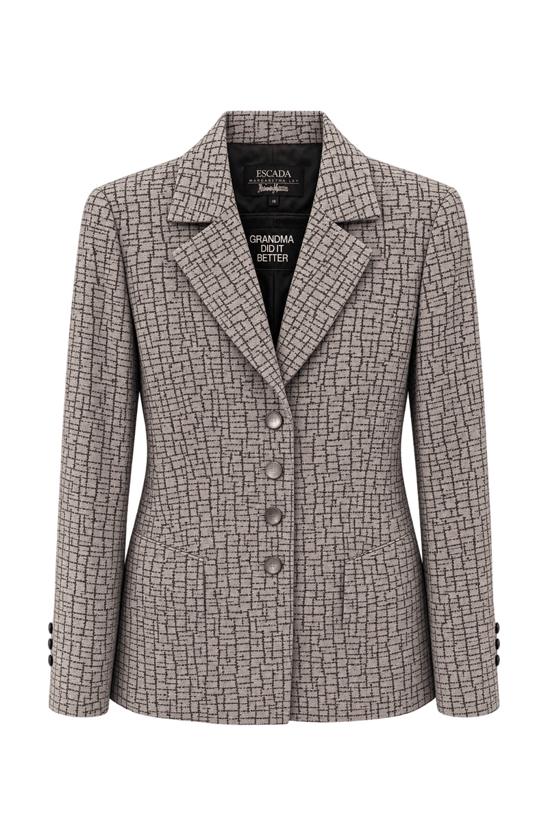 1980s Warm Taupe Woven Blazer - Front View