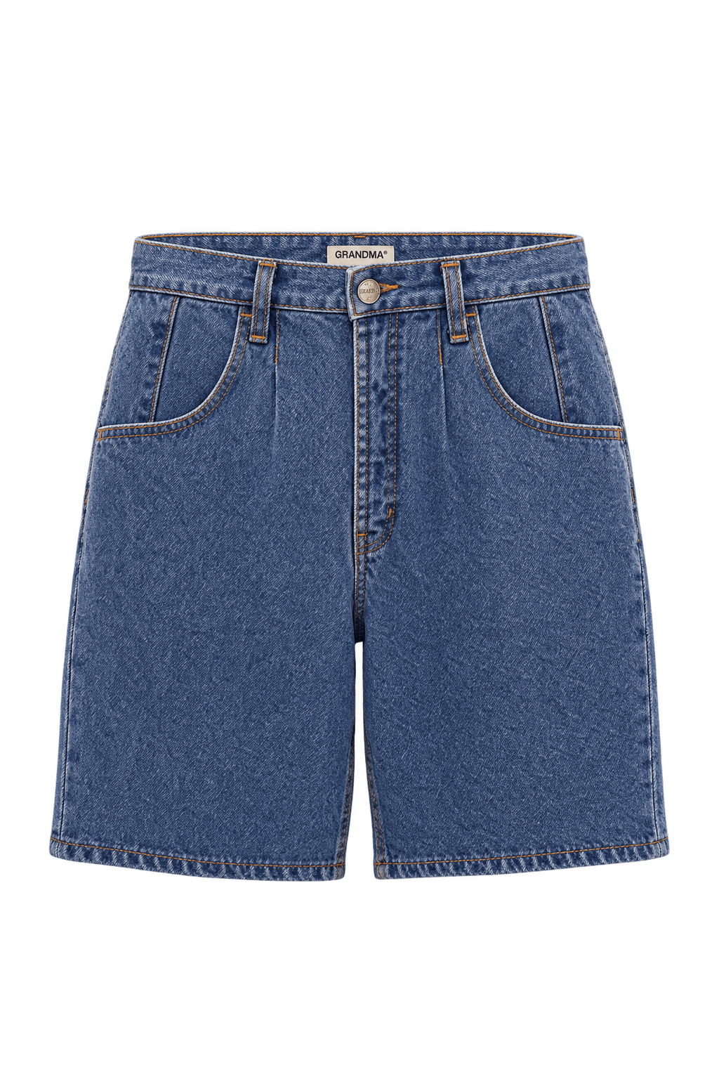 1980s Faded Medium Blue Denim Shorts - Front View