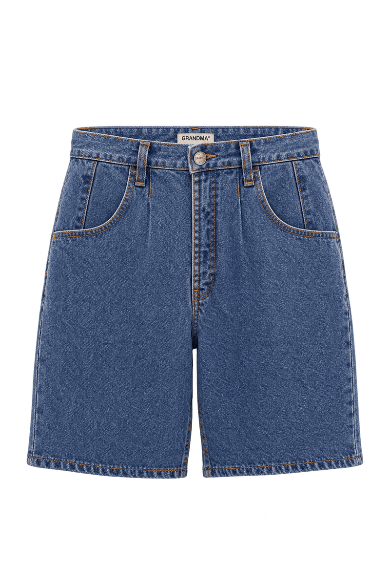 1980s Faded Medium Blue Denim Shorts - Front View