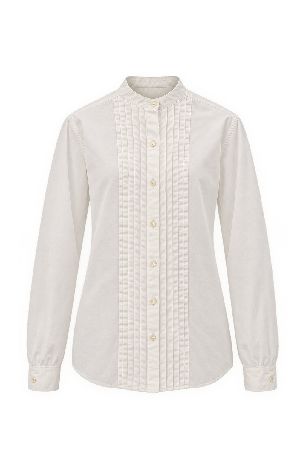 1970s Ivory White Cotton Dress Shirt - Front View