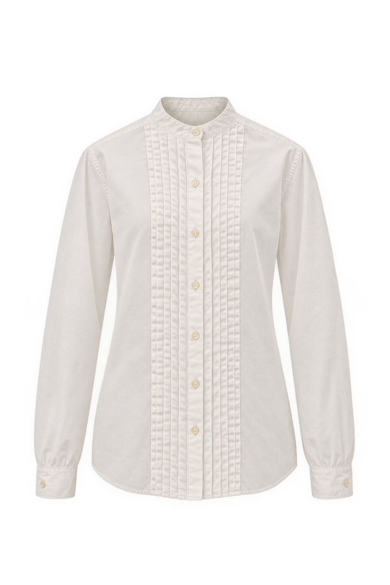 1970s Ivory White Cotton Dress Shirt - Front View