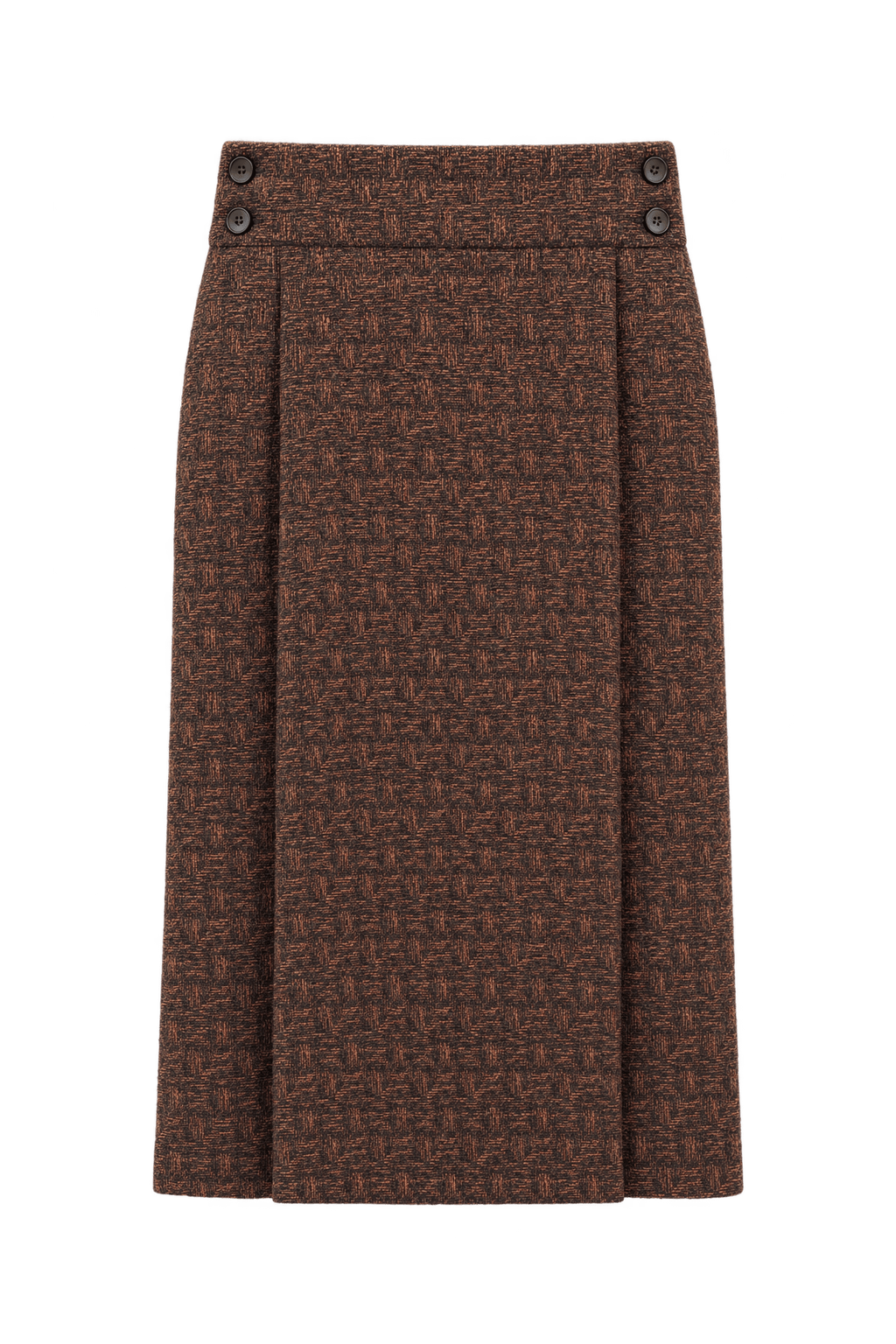 1930s Dark Reddish Brown Wool Blend Skirt - Front View