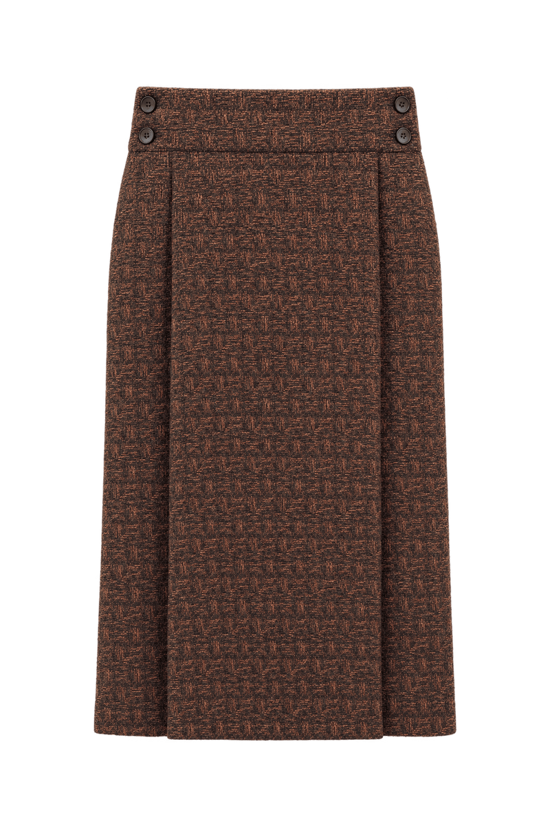 1930s Dark Reddish Brown Wool Blend Skirt - Front View