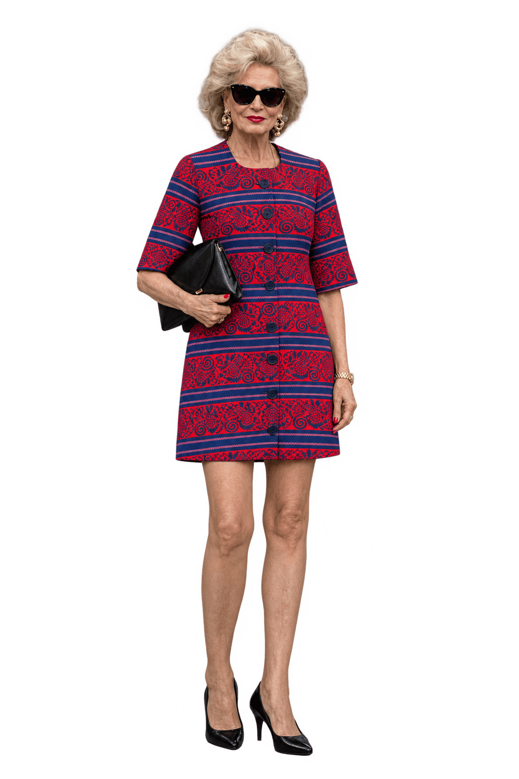 1980s Red Knit Mini Dress - Model