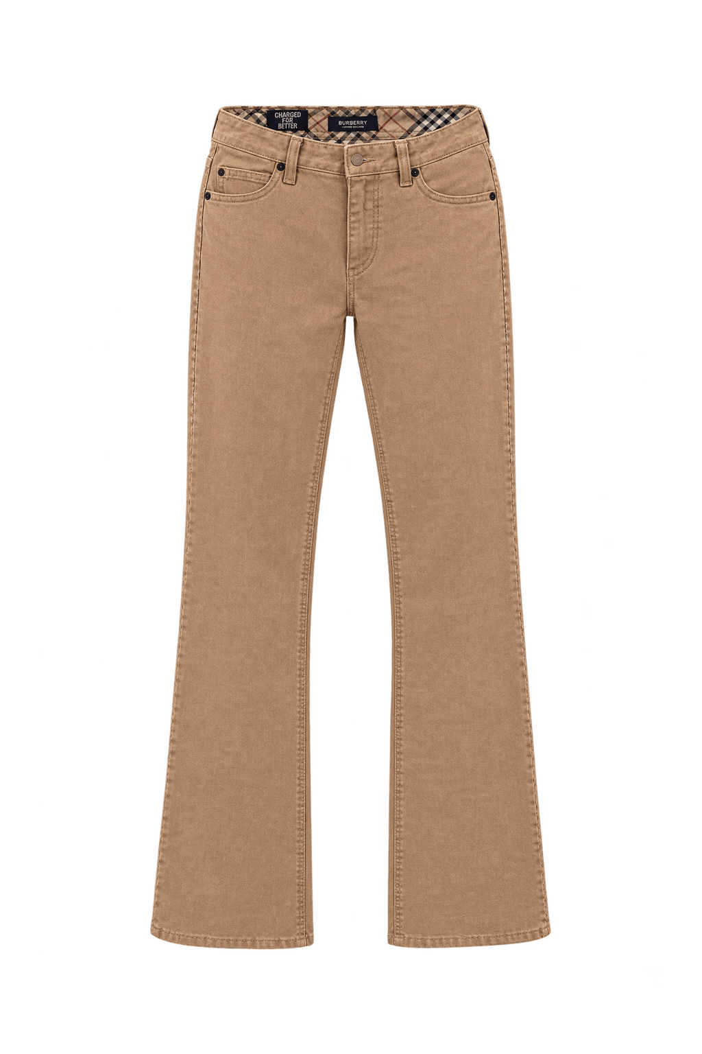 1990s Camel Tan Cotton Denim Jeans - Front View
