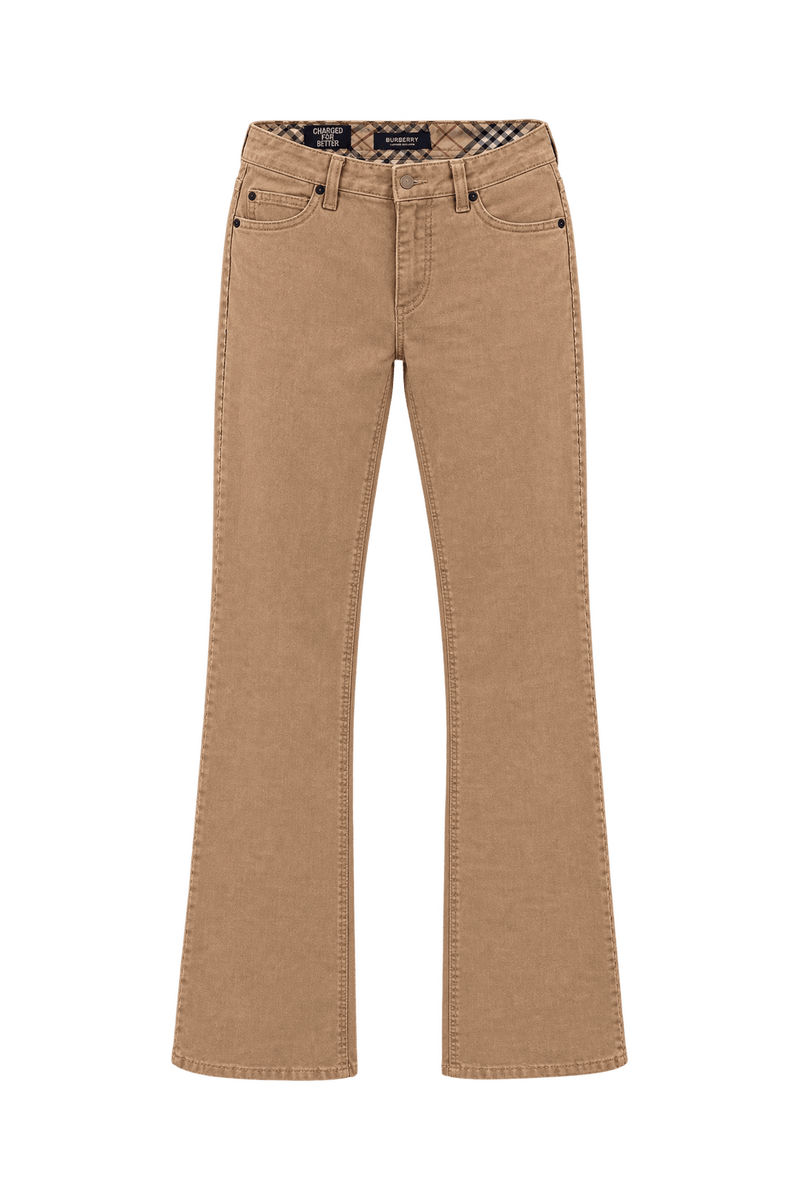 1990s Camel Tan Cotton Denim Jeans - Front View