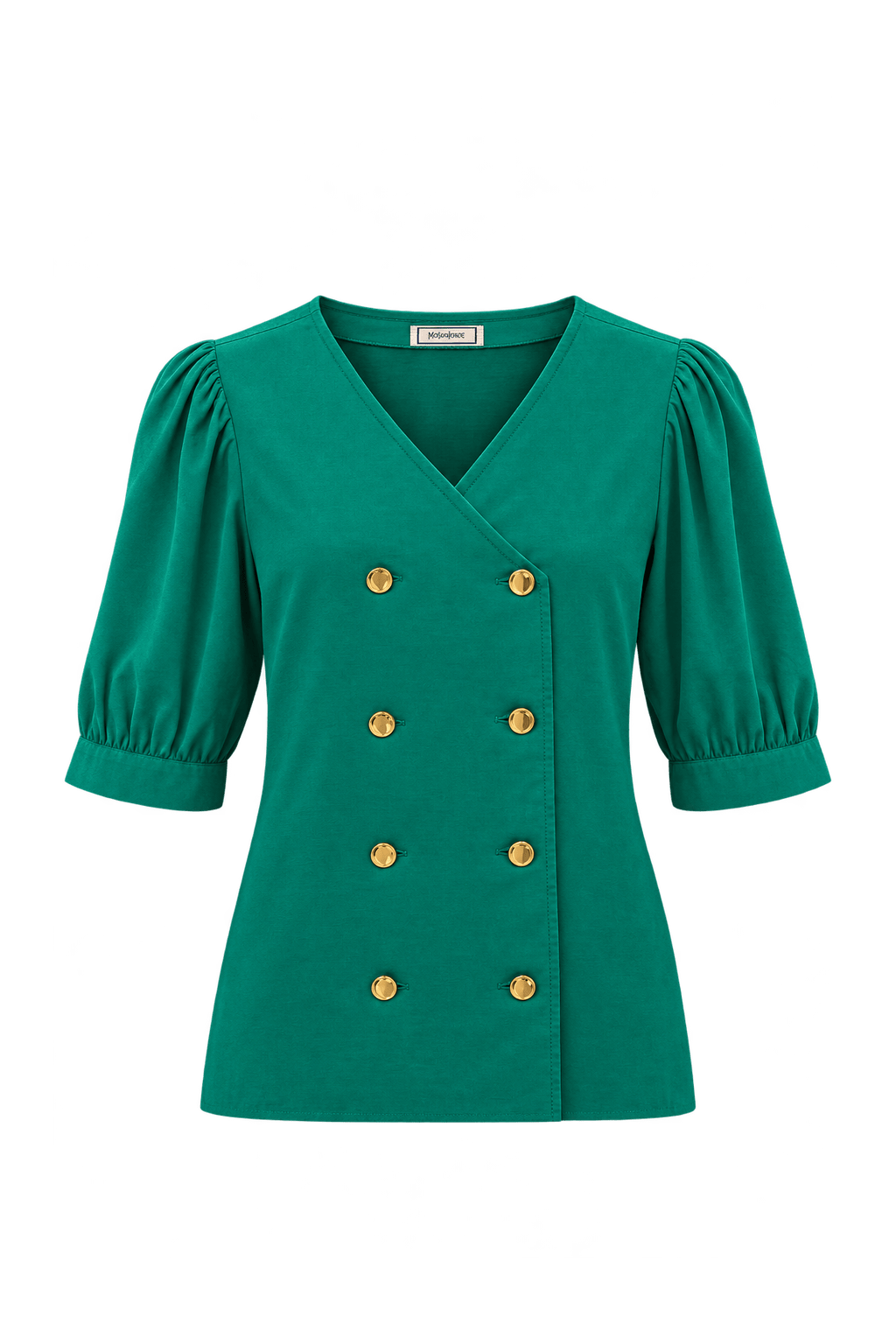 1980s Emerald Green Lightweight Blouse - Front View
