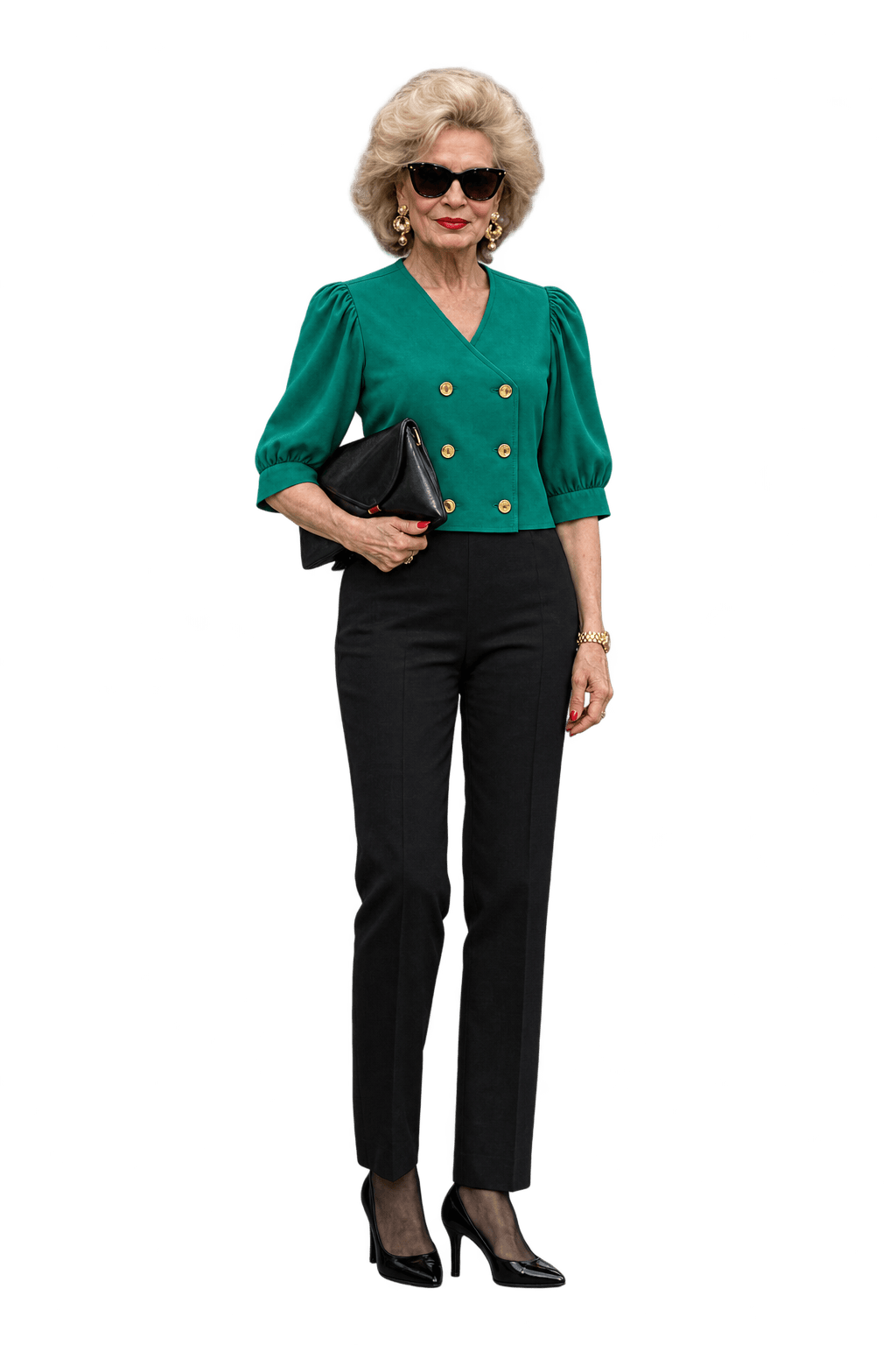 1980s Emerald Green Lightweight Blouse - Model