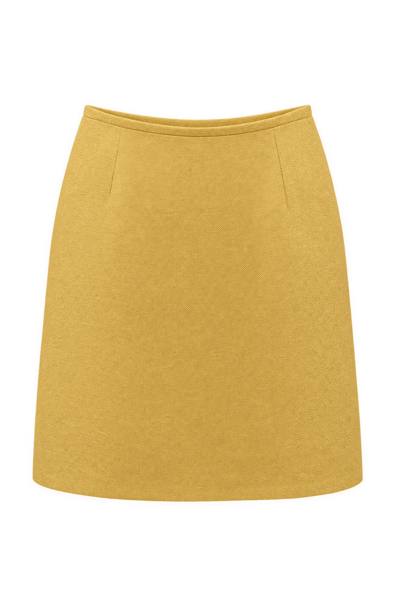 1970s Mustard Yellow Woven Skirt - Front View