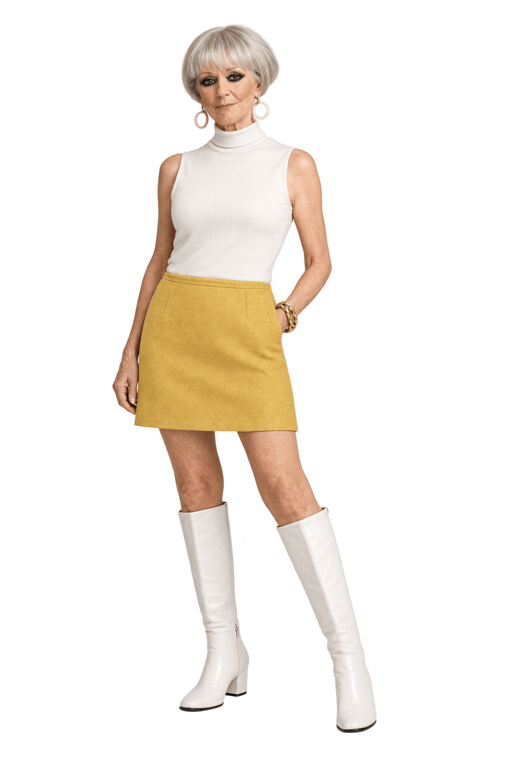 1970s Mustard Yellow Woven Skirt - Model
