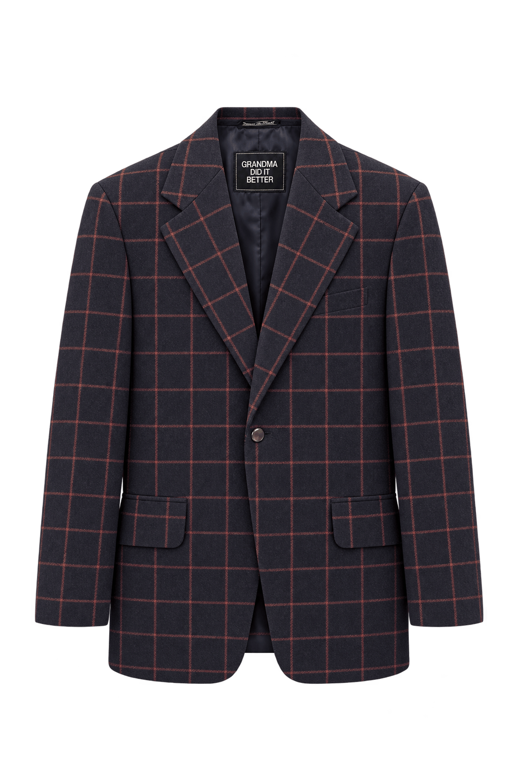 1980s Dark Navy Wool Blazer - Front View