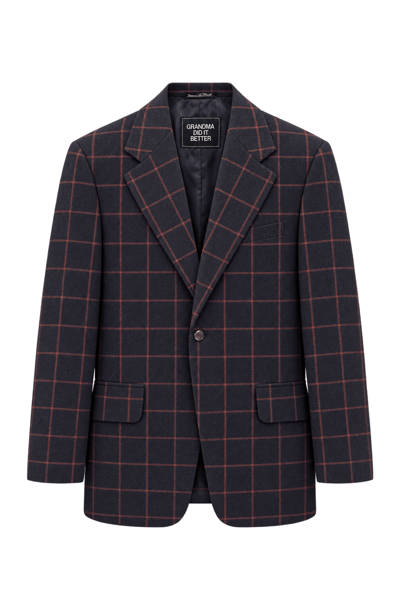 1980s Dark Navy Wool Blazer - Front View