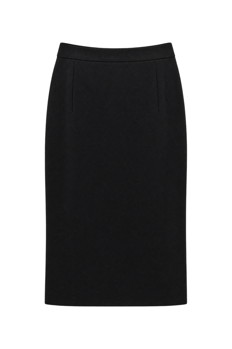 1990s Black Wool Blend Skirt - Front View