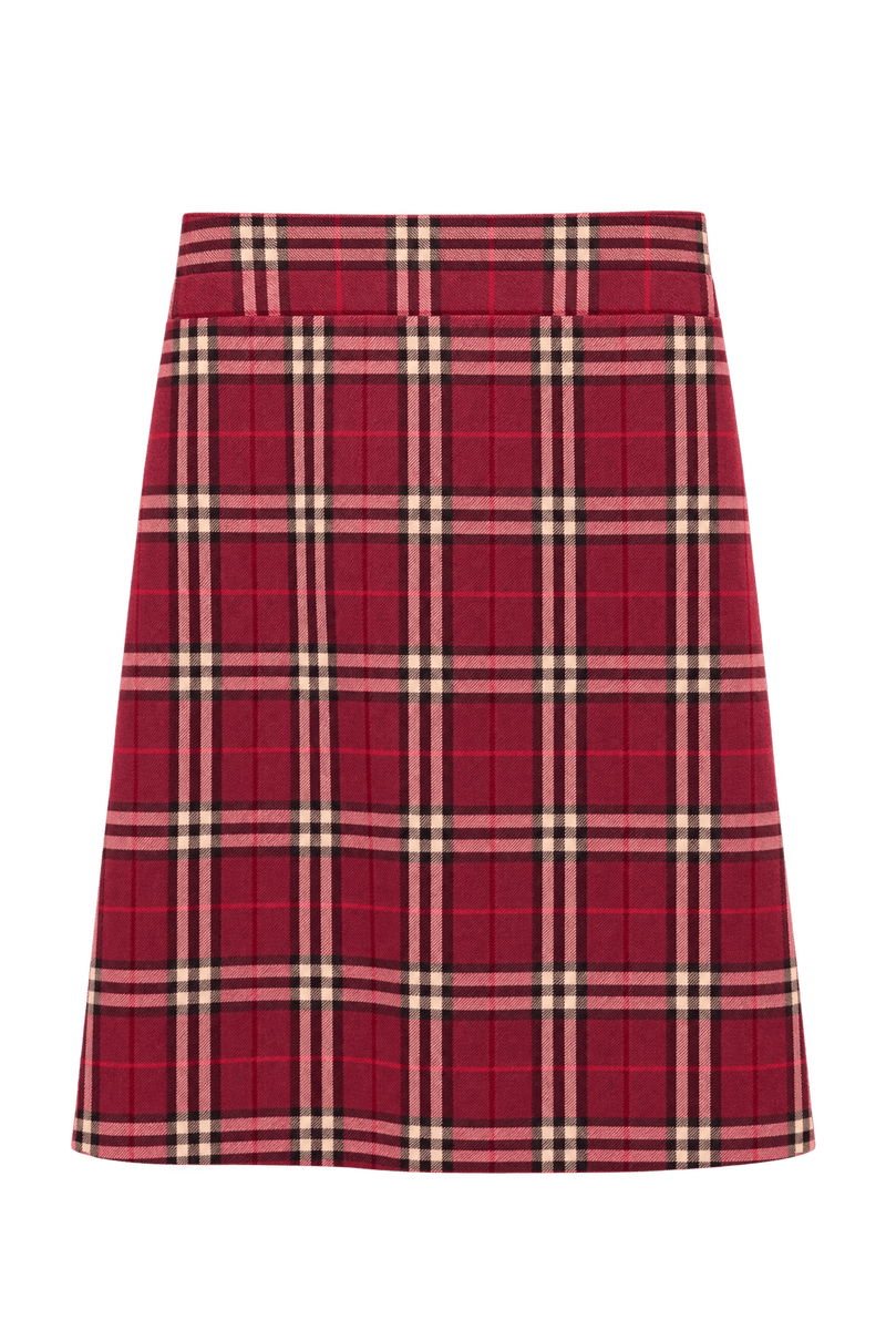 1970s Burgundy Red Woven Skirt - Front View
