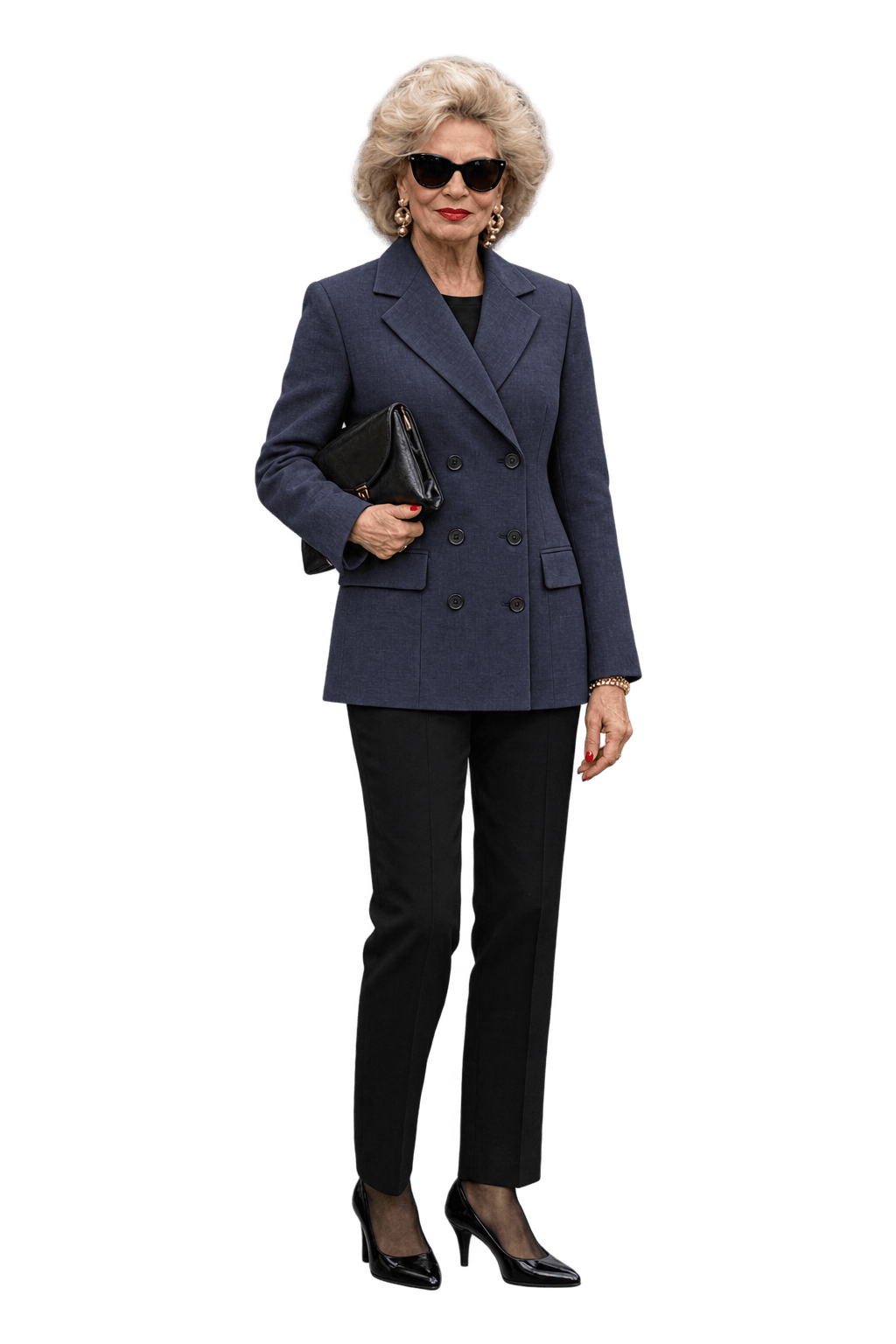 1980s Dark Navy Blue Woven Blazer - Model