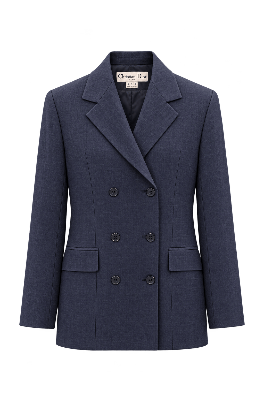 1980s Dark Navy Blue Woven Blazer - Front View