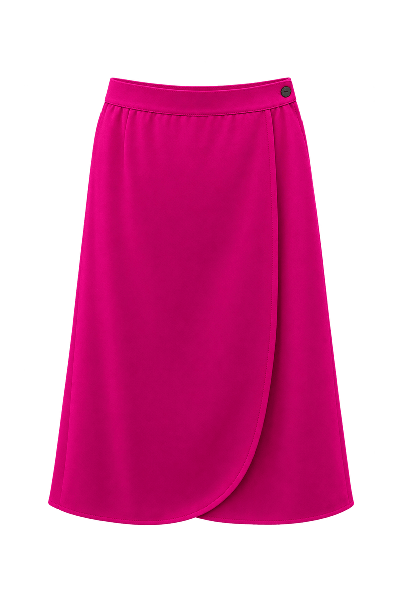 1970s Vivid Fuchsia Pink Woven Skirt - Front View