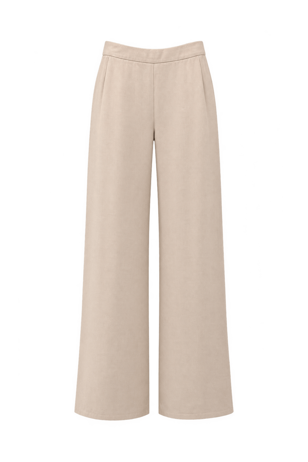 1990s Warm Ivory Woven Wide-Leg Pants - Front View